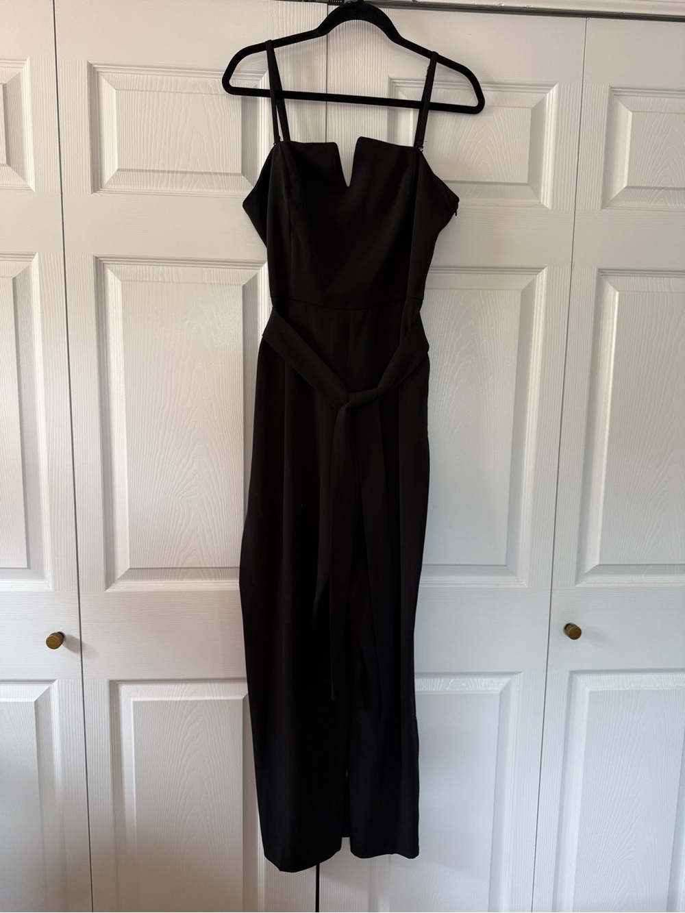 H&M Black Strapless Wide-Leg Jumpsuit with Waist Tie